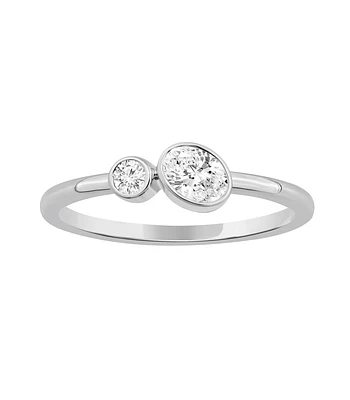Anillo Tú y Yo Diamante Oval en Oro Blanco 18K