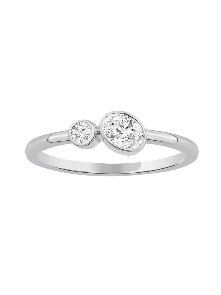 Anillo Tú y Yo Diamante Oval en Oro Blanco 18K 1
