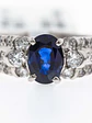 Precioso Anillo Solitario Zafiro Azul Certificado Internacional Diamantes Platino - Miniatura 2