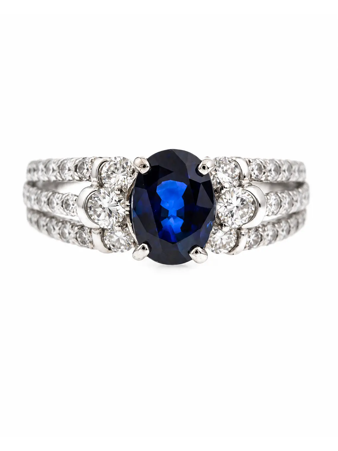 Precioso Anillo Solitario Zafiro Azul Certificado Internacional Diamantes Platino 1