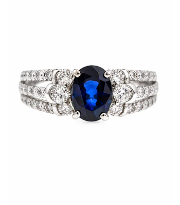 Precioso Anillo Solitario Zafiro Azul Certificado Internacional Diamantes Platino
