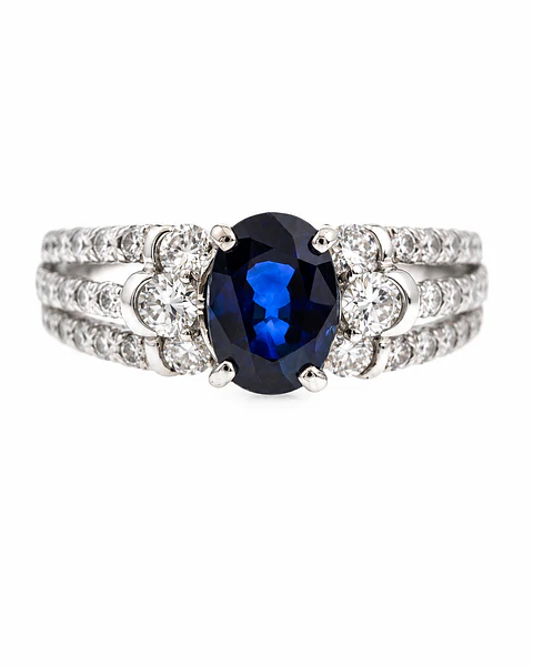Precioso Anillo Solitario Zafiro Azul Certificado Internacional Diamantes Platino