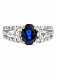 Precioso Anillo Solitario Zafiro Azul Certificado Internacional Diamantes Platino - Miniatura 1