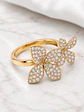 Anillo Solitario Flor Diamantes en Oro Amarillo 18K - Miniatura 3