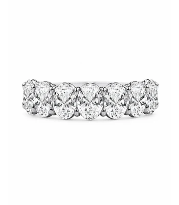 Gran Anillo Cintillo 7 Diamantes Ovales en Platino