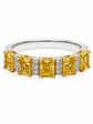 Anillo Cintillo Diamante Fancy Yellow Natural Gota Oro Blanco 18k - Miniatura 1