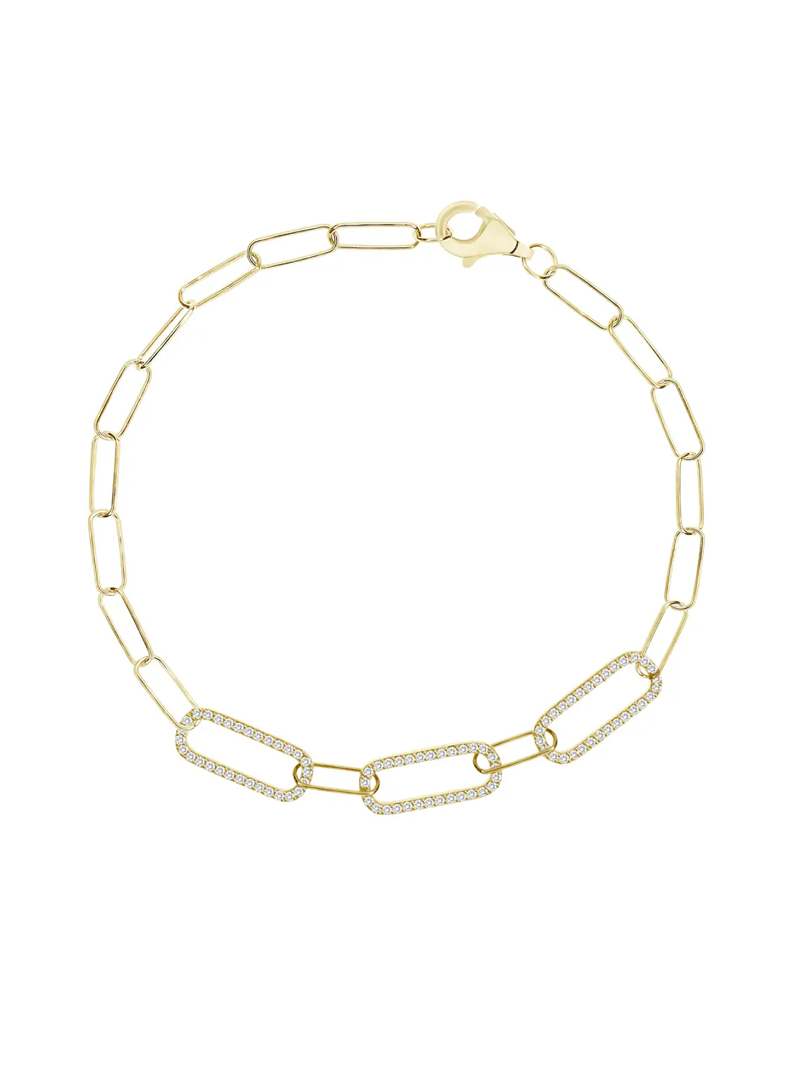 Pulsera con 3 Eslabones con Diamantes en Oro Amarillo 18K 1