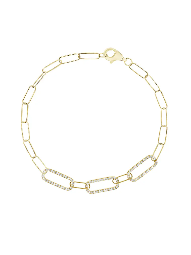 Pulsera con 3 Eslabones con Diamantes en Oro Amarillo 18K 1