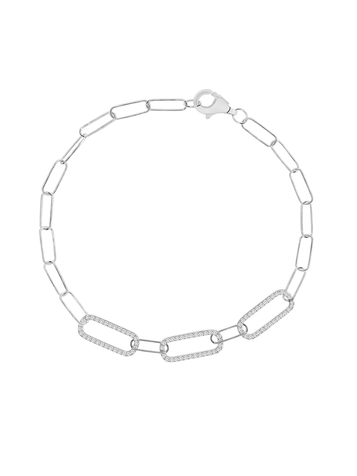 Pulsera con 3 Eslabones con Diamantes en Oro Blanco 18K 1