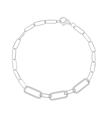 Pulsera con 3 Eslabones con Diamantes en Oro Blanco 18K