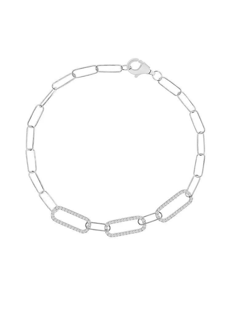 Pulsera con 3 Eslabones con Diamantes en Oro Blanco 18K 1