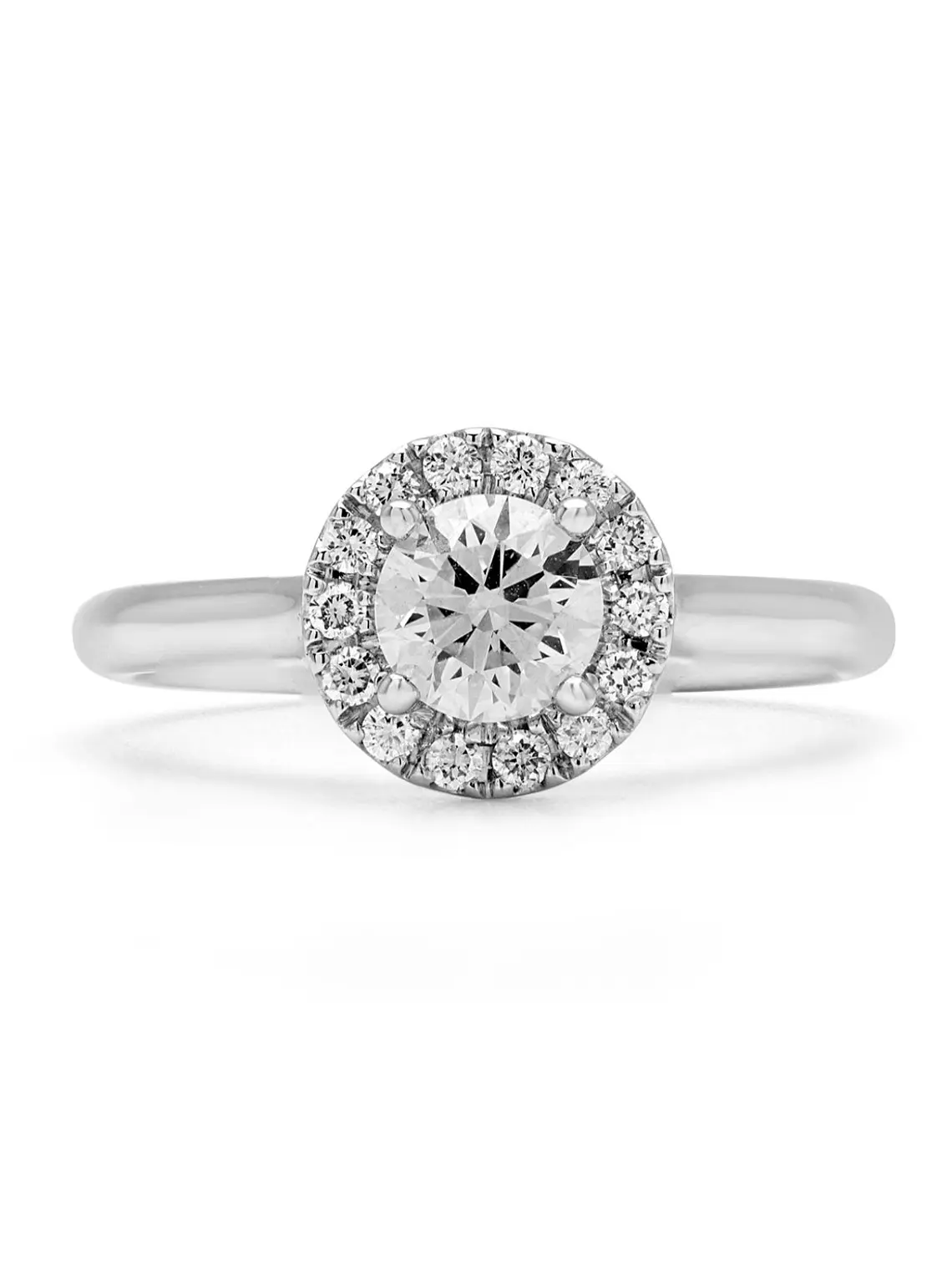 Anillo Solitario con Halo Diamantes Naturales en Oro Blanco 18K 1