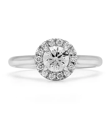 Anillo Solitario con Halo Diamantes Naturales en Oro Blanco 18K