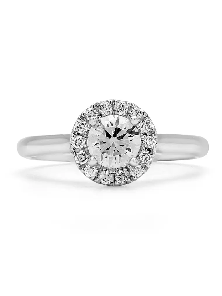 Anillo Solitario con Halo Diamantes Naturales en Oro Blanco 18K 1