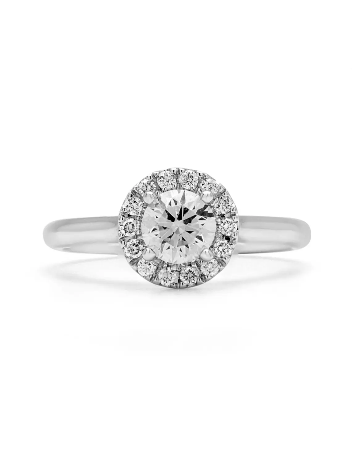 Anillo Solitario con Halo Diamantes Naturales en Oro Blanco 18K 2