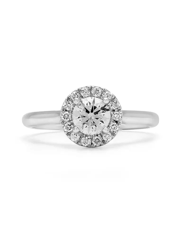Anillo Solitario con Halo Diamantes Naturales en Oro Blanco 18K 2