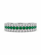 Anillo Medio Cintillo Triple Esmeraldas Diamantes Oro Blanco 18K - Miniatura 2