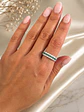 Anillo Medio Cintillo Triple Esmeraldas Diamantes Oro Blanco 18K - Miniatura 3