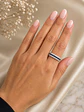 Anillo Medio Cintillo Triple Zafiros Diamantes Oro Blanco 18K - Miniatura 3