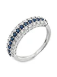 Anillo Medio Cintillo Triple Zafiros Diamantes Oro Blanco 18K - Miniatura 2