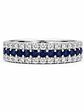 Anillo Medio Cintillo Triple Zafiros Diamantes Oro Blanco 18K - Miniatura 1