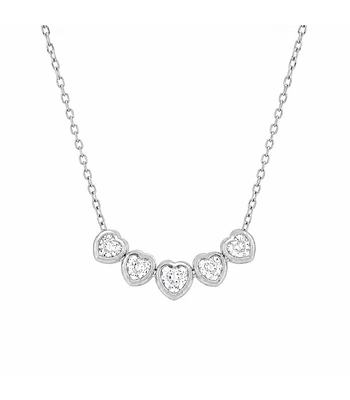 Exclusivo Collar 5 Diamantes Corazones Naturales en Oro Blanco 18K