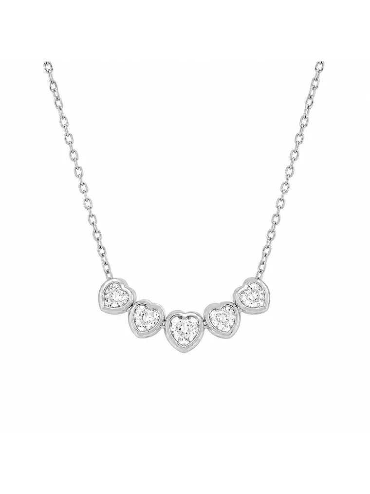 Exclusivo Collar 5 Diamantes Corazones Naturales en Oro Blanco 18K 1