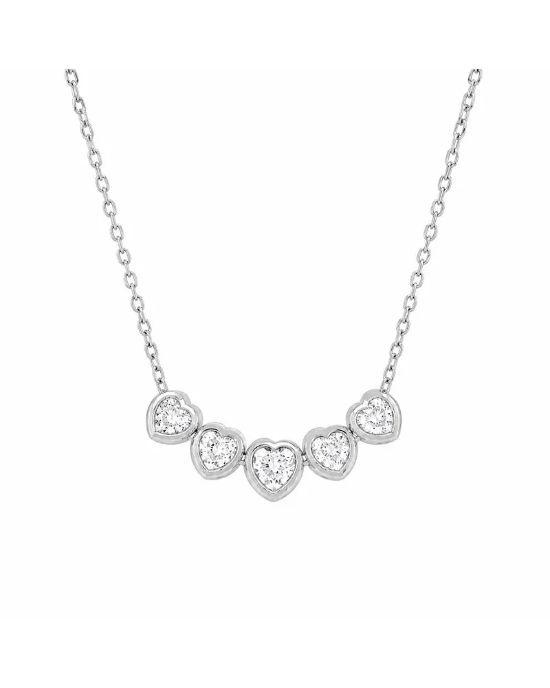 Exclusivo Collar 5 Diamantes Corazones Naturales en Oro Blanco 18K