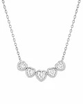 Exclusivo Collar 5 Diamantes Corazones Naturales en Oro Blanco 18K