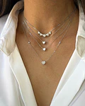 Exclusivo Collar 5 Diamantes Corazones Naturales en Oro Blanco 18K