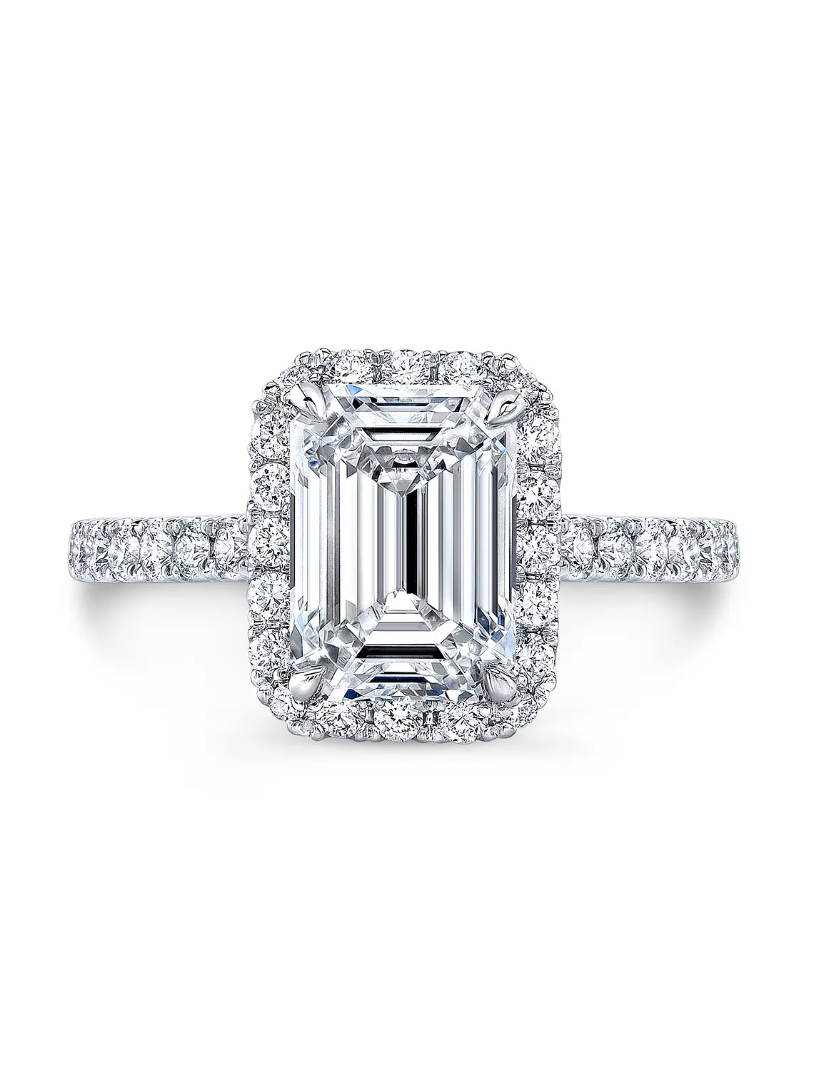 Exclusivo Anillo Solitario Diamante Esmeralda Oro Blanco 18K / GIA 1