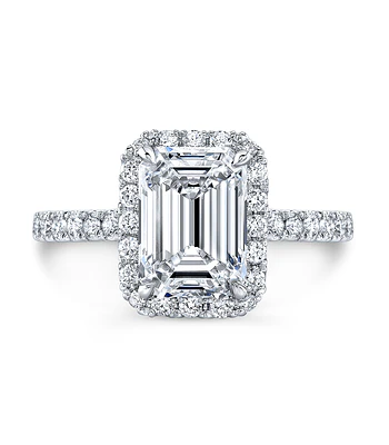 Exclusivo Anillo Solitario Diamante Esmeralda Oro Blanco 18K / GIA