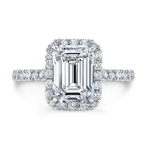 Exclusivo Anillo Solitario Diamante Esmeralda Oro Blanco 18K / GIA