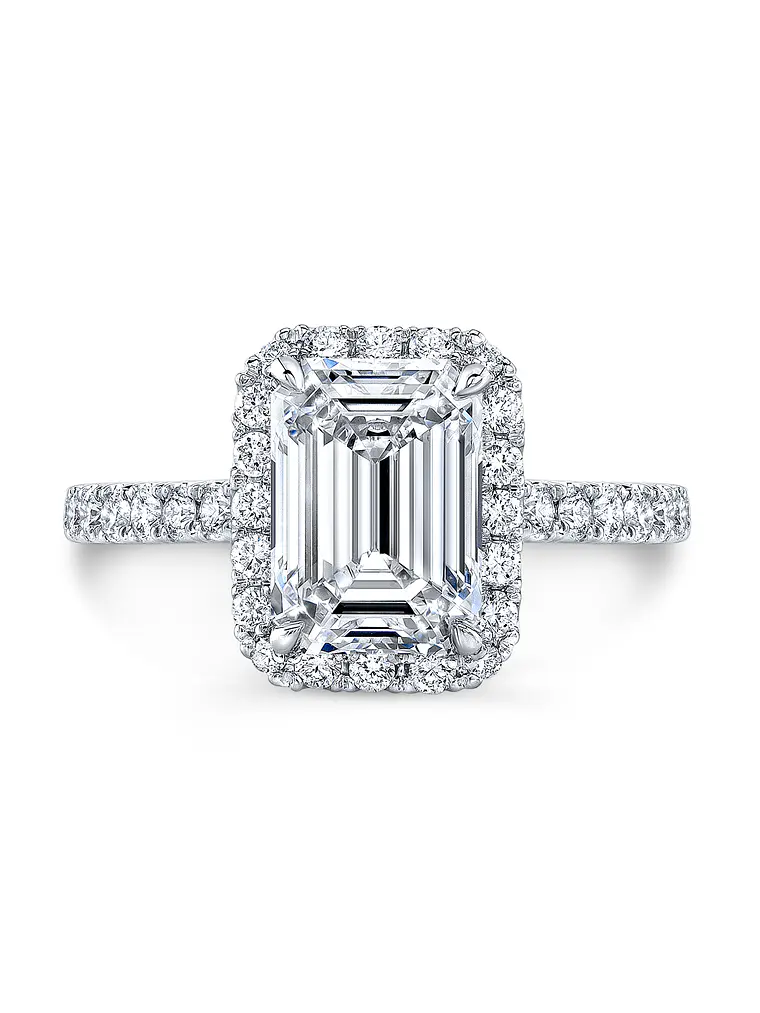 Exclusivo Anillo Solitario Diamante Esmeralda Oro Blanco 18K / GIA 1