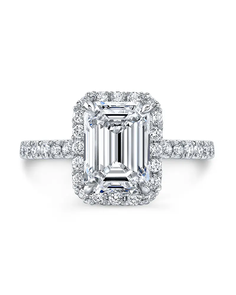 Exclusivo Anillo Solitario Diamante Esmeralda Oro Blanco 18K / GIA