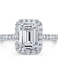 Exclusivo Anillo Solitario Diamante Esmeralda Oro Blanco 18K / GIA
