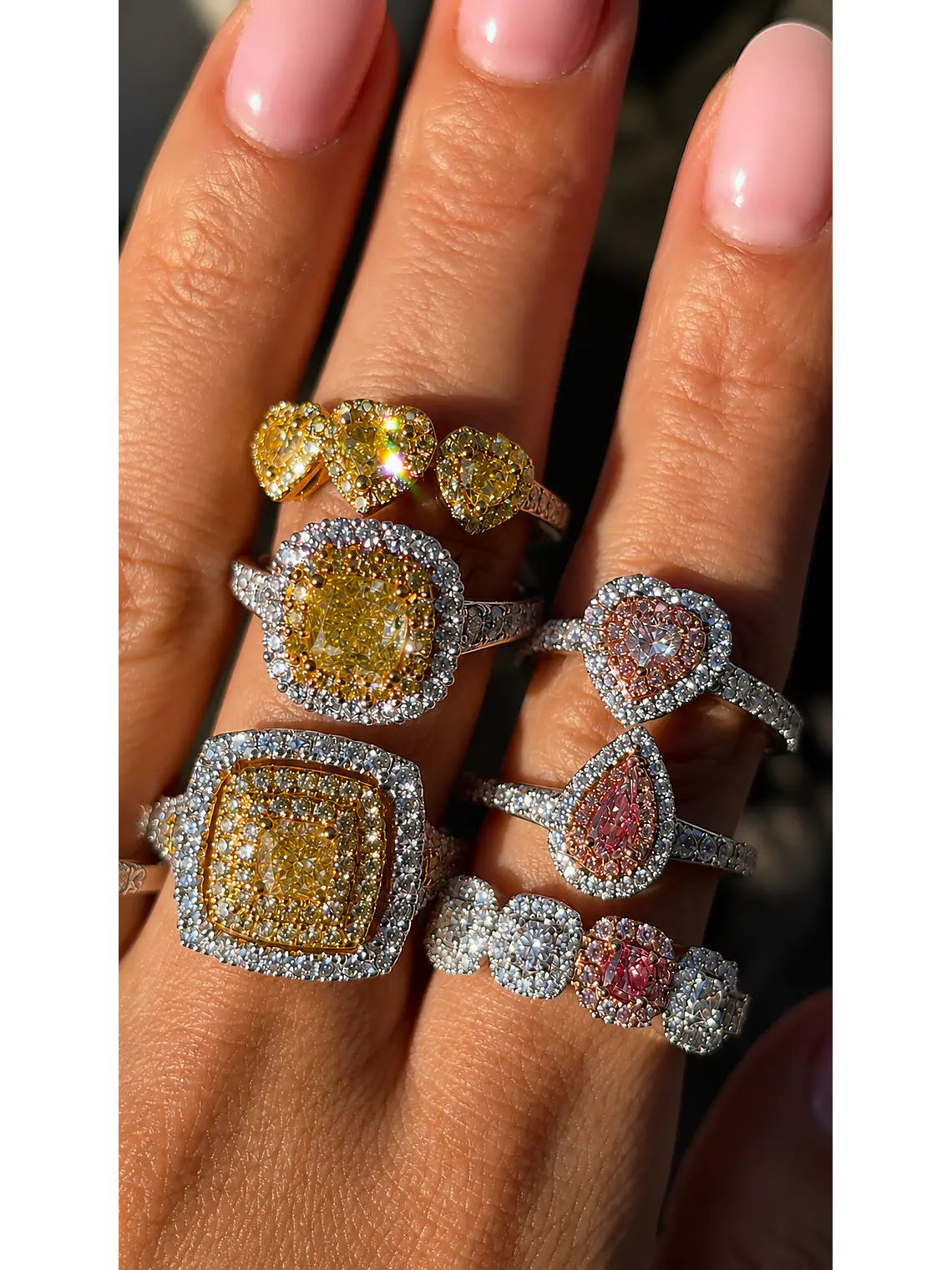 Anillo Solitario Diamante Fancy Yellow Natural Oro Blanco 18k 4