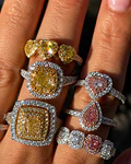 Anillo Solitario Diamante Fancy Yellow Natural Oro Blanco 18k
