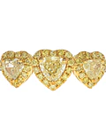 Anillo Tricillo Diamante Fancy Yellow Natural Corazones Oro Blanco 18k