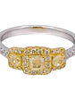 Anillo Tricillo Diamantes Fancy Yellow Natural Cushion Oro Blanco 18k - Miniatura 1