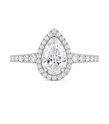 Anillo Solitario Corte Gota Pera Diamantes Naturales Oro Blanco 18K / GIA
