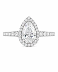 Anillo Solitario Corte Gota Pera Diamantes Naturales Oro Blanco 18K / GIA