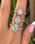Anillo Solitario Corte Gota Pera Diamantes Naturales Oro Blanco 18K / GIA