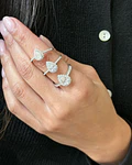 Anillo Solitario Corte Gota Pera Diamantes Naturales Oro Blanco 18K / GIA