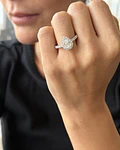Anillo Solitario Corte Gota Pera Diamantes Naturales Oro Blanco 18K / GIA