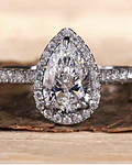 Anillo Solitario Corte Gota Pera Diamantes Naturales Oro Blanco 18K / GIA