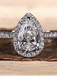 Anillo Solitario Corte Gota Pera Diamantes Naturales Oro Blanco 18K / GIA - Miniatura 6