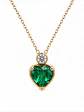 Collar Esmeralda Corazón y Brillante en Oro Amarillo 18K - Miniatura 1