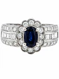 Precioso Anillo Solitario Zafiro Azul Diamantes Naturales Platino - Miniatura 1