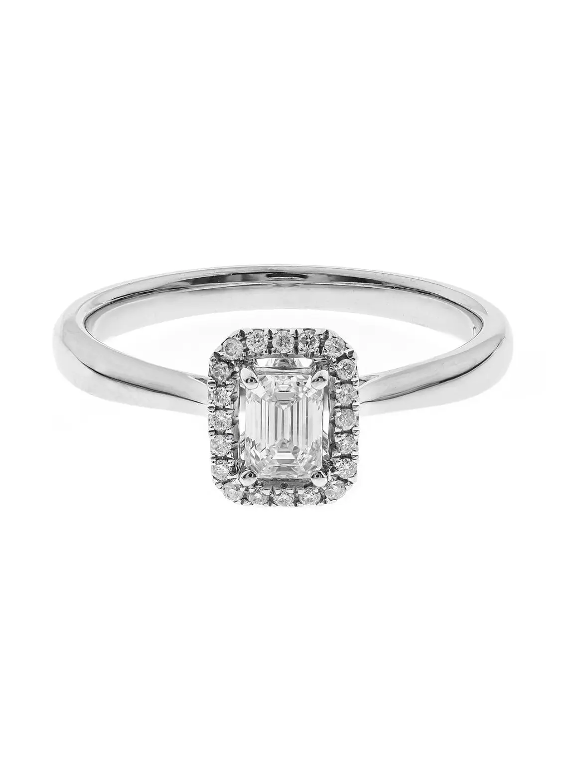 Exclusivo Anillo Solitario Diamante Esmeralda Oro Blanco 18K  1